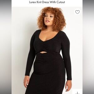 Eloquii Lurex Knit Dress with cutout, red